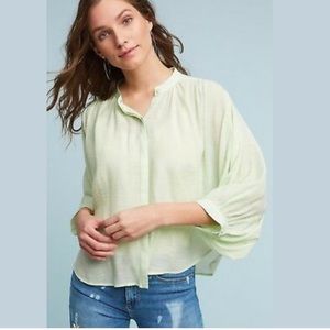 Anthropologie Maeve Brynna Green Button Top